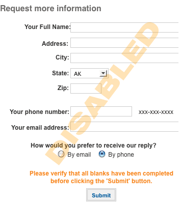 disabled contact form